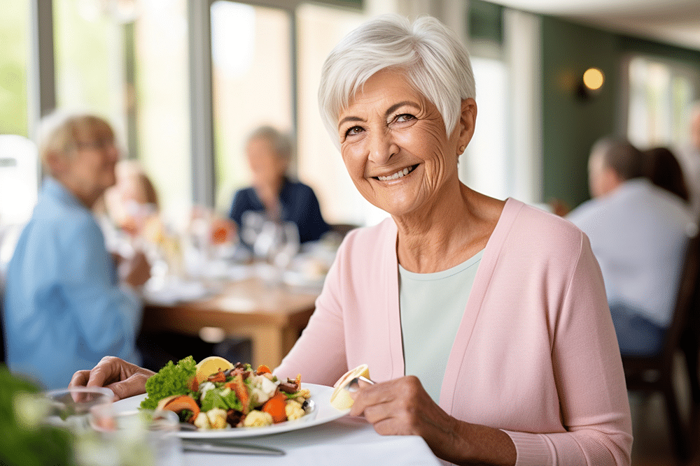 Woman enjoying a brain-healthy meal